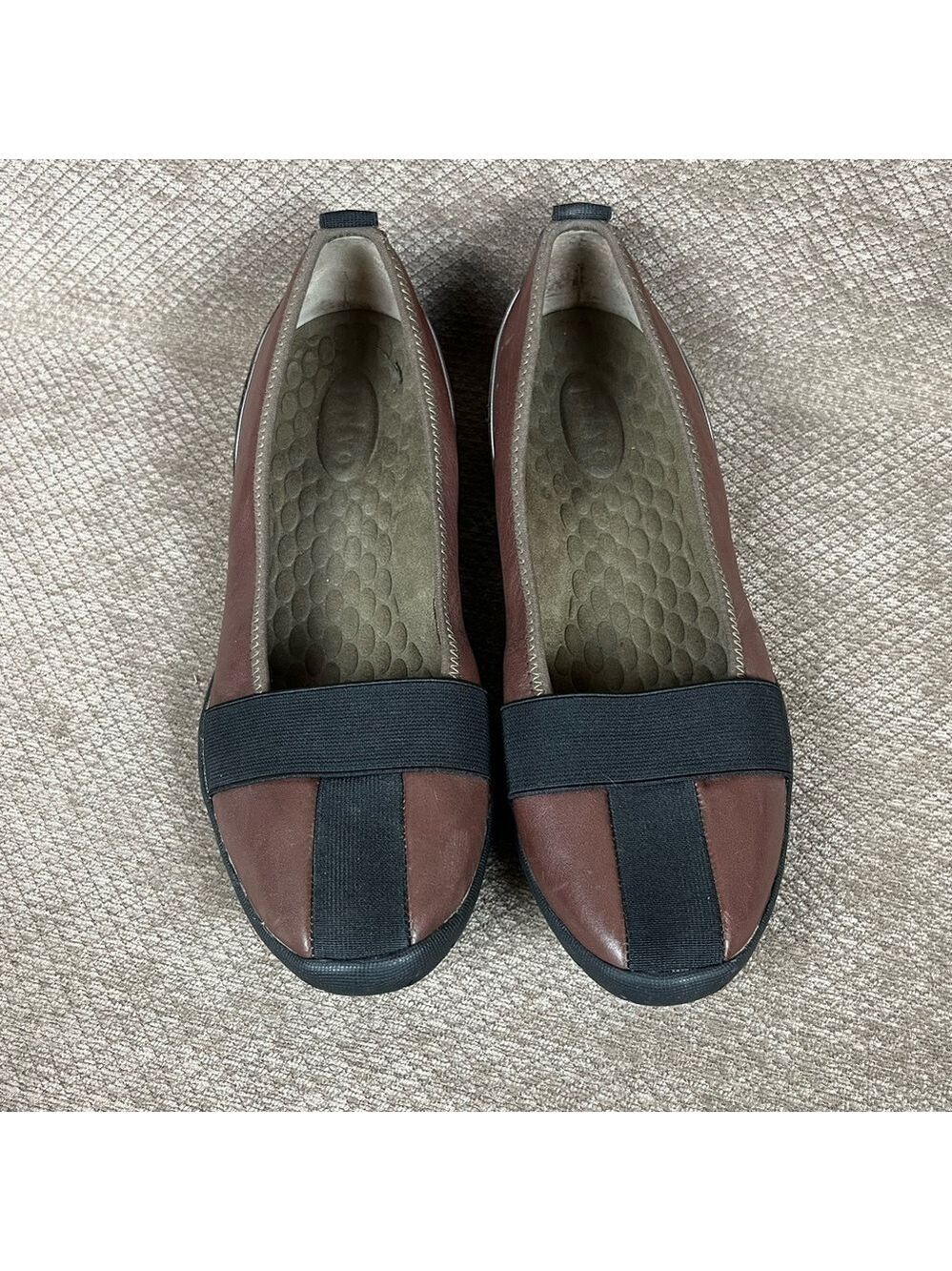 Privo Brown Leather Flat Slip On Shoes Size 8.5  Excellent Used Condition
